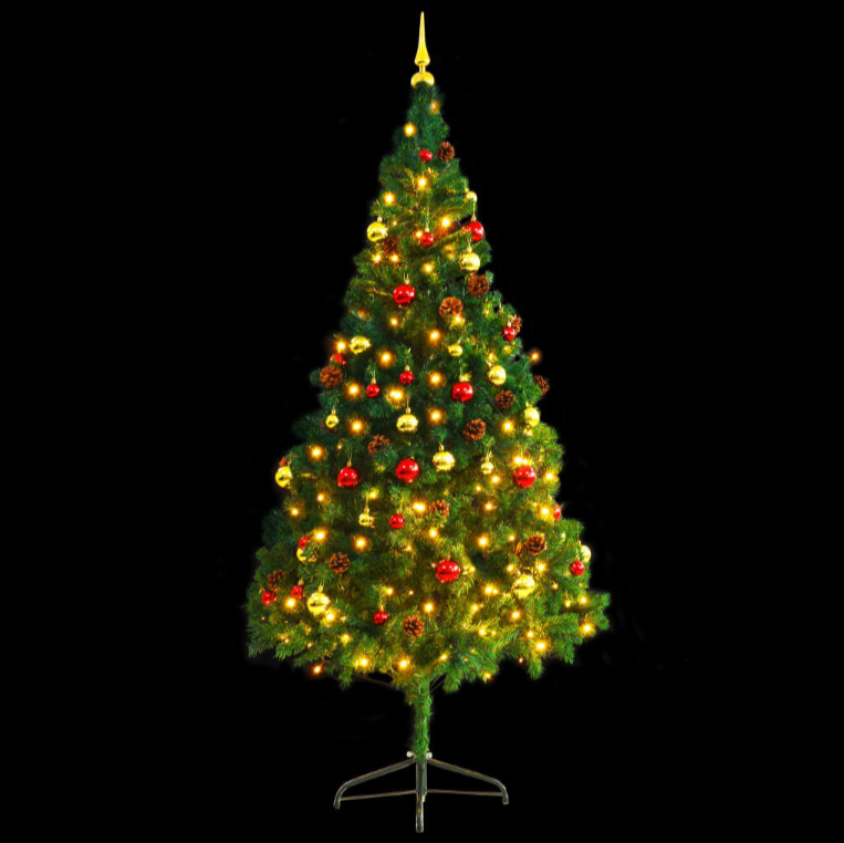 Künstlicher Weihnachtsbaum mit Beleuchtung & Kugeln Grün 150, 180 & 210cm