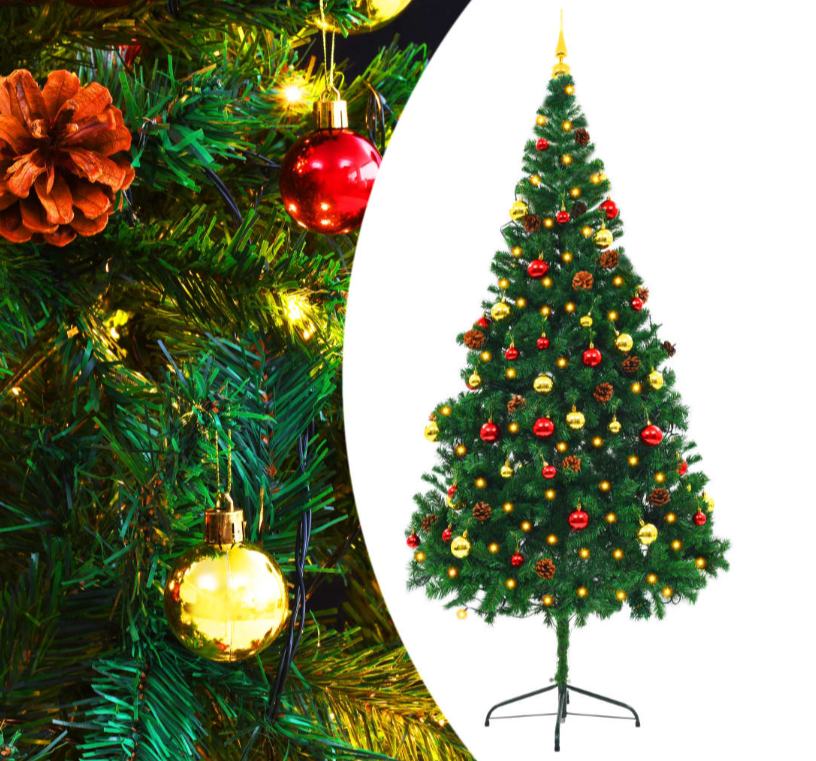Künstlicher Weihnachtsbaum mit Beleuchtung & Kugeln Grün 150, 180 & 210cm
