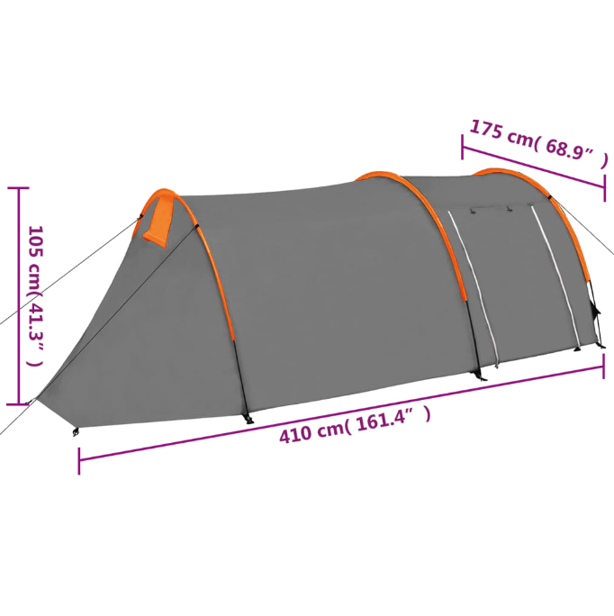 Campingzelt "Holiday-Deluxe" für 4 Personen Grau und Orange
