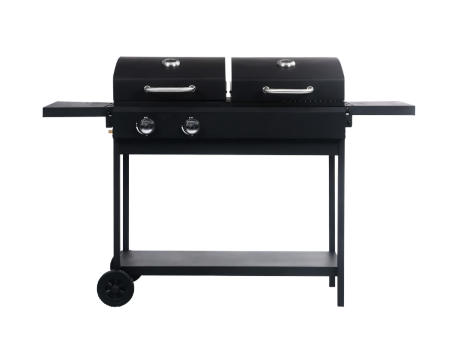 Gas- und Holzkohle-Grill mit 2 Brennern