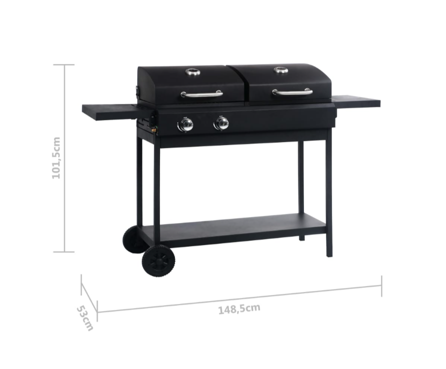 Gas- und Holzkohle-Grill mit 2 Brennern