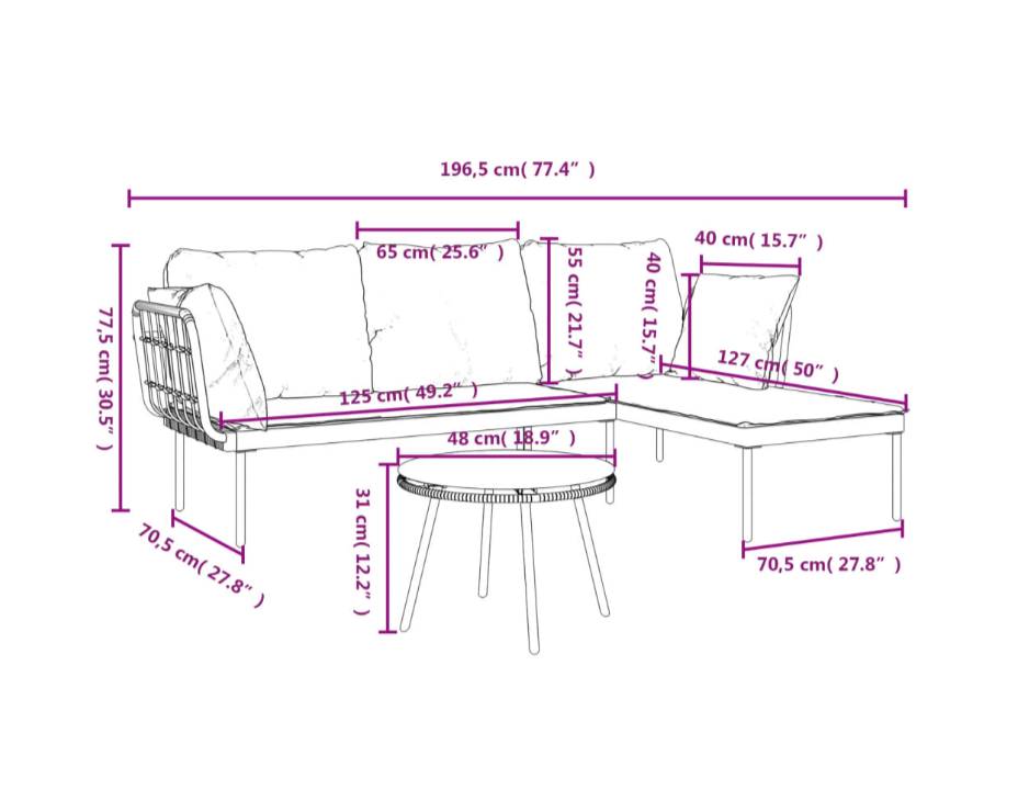 Garten-Lounge-Set "Lina" mit Kissen