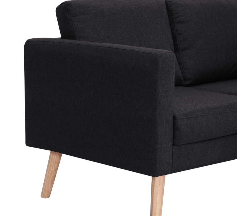 Sofa-Set "Valentino" mit Stoffbezug 2 tlg. in Schwarz oder Taupe