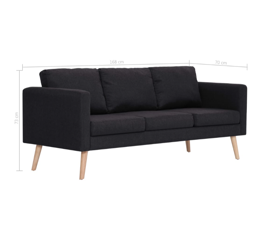 Sofa-Set "Valentino" mit Stoffbezug 2 tlg. in Schwarz oder Taupe