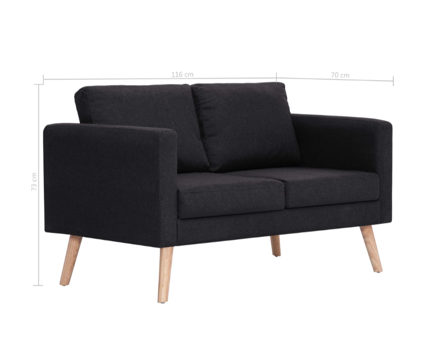 Sofa-Set "Valentino" mit Stoffbezug 2 tlg. in Schwarz oder Taupe