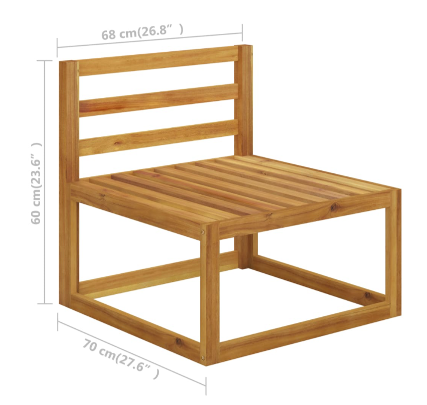 Garten-Lounge-Set mit Kissen aus massivem Akazienholz