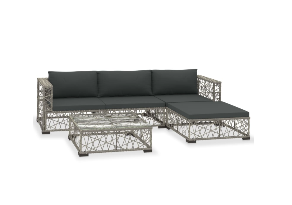 Garten-Lounge-Set "Canaria" mit Auflagen in Grau