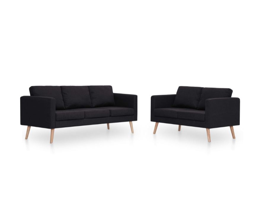 Sofa-Set "Valentino" mit Stoffbezug 2 tlg. in Schwarz oder Taupe