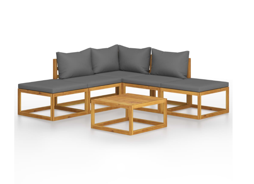 Garten-Lounge-Set mit Kissen aus massivem Akazienholz