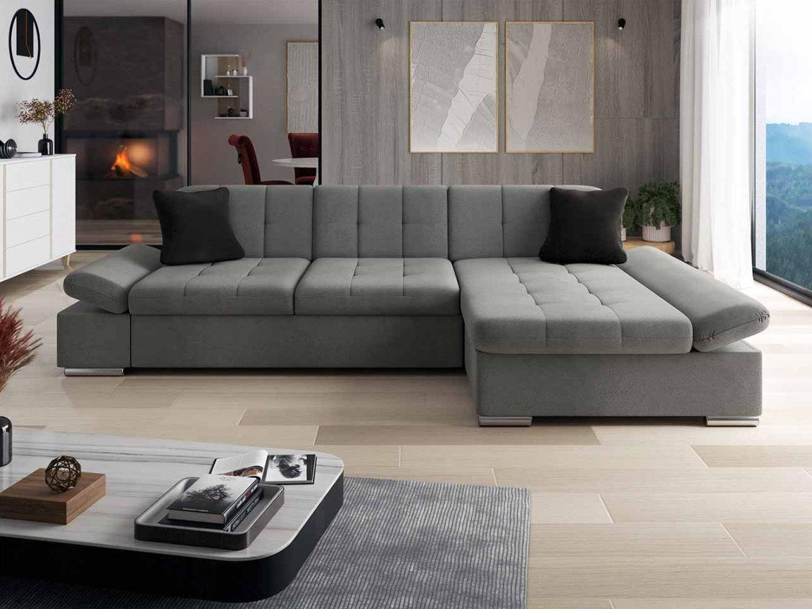 Ecksofa Madrid-Laviva XL mit Bettkasten und Schlaffunktion in Grau