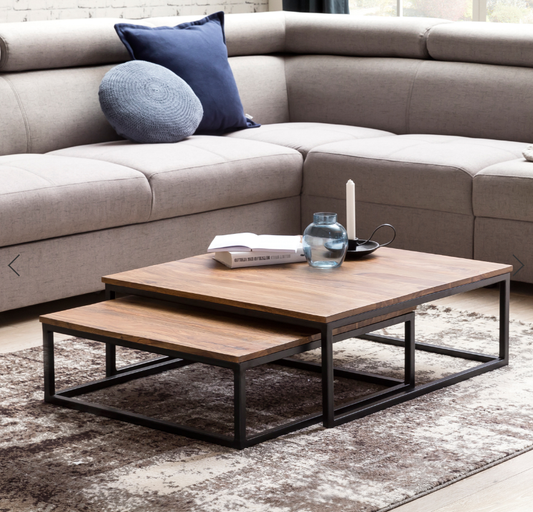 Couchtisch Zypern 2 teiliges Massivholz-Wohnzimmertisch-Set