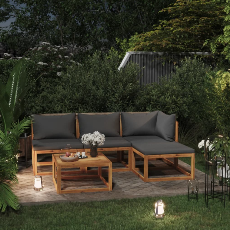 Gartenlounge Venezia in Dunkelgrau aus Massivholz Akazie