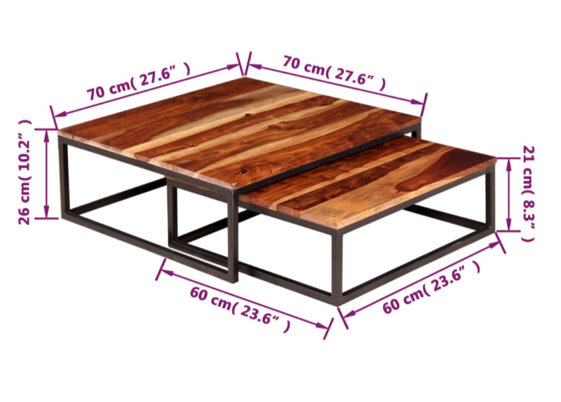 Couchtisch Zypern 2 teiliges Massivholz-Wohnzimmertisch-Set