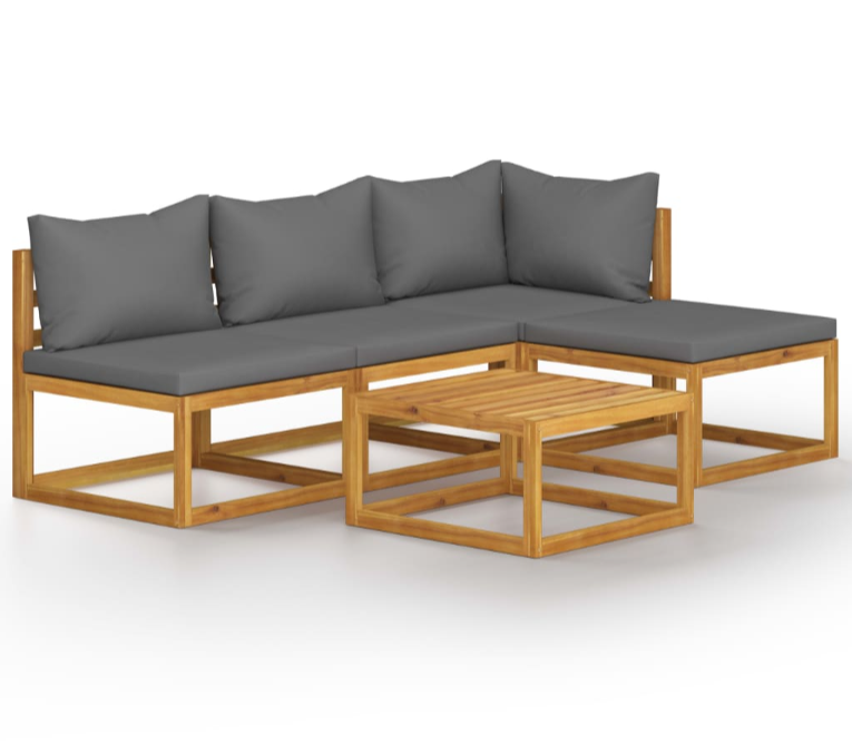 Gartenlounge Venezia in Dunkelgrau aus Massivholz Akazie