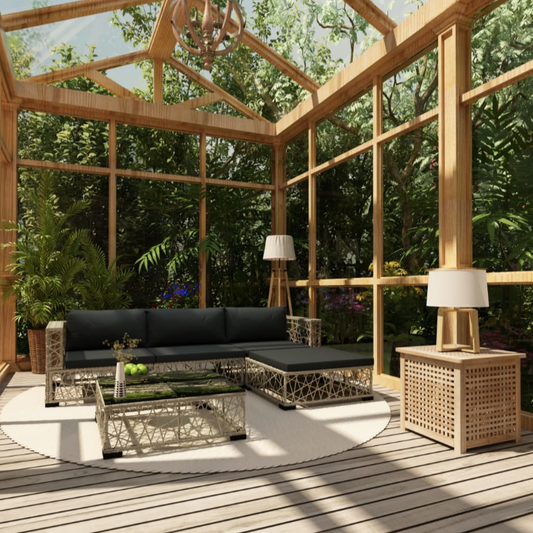 Garten-Lounge-Set "Canaria" mit Auflagen in Grau