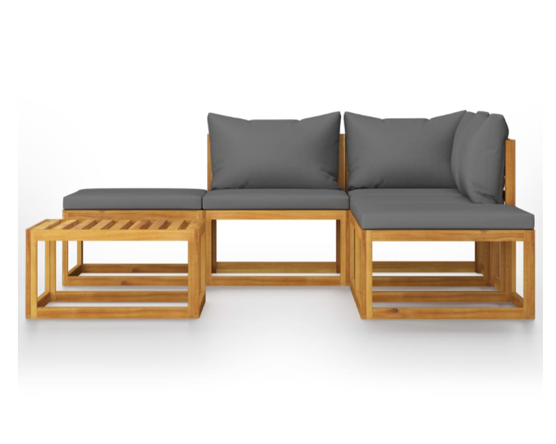 Garten-Lounge-Set mit Kissen aus massivem Akazienholz