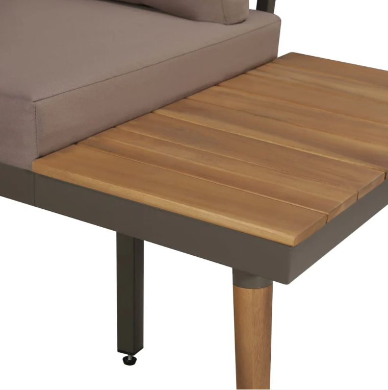 Garten-Lounge-Set "Sunset" mit Auflagen aus Massivholz-Akazie in Braun und Grau (Noch 2 Stück auf Lager)