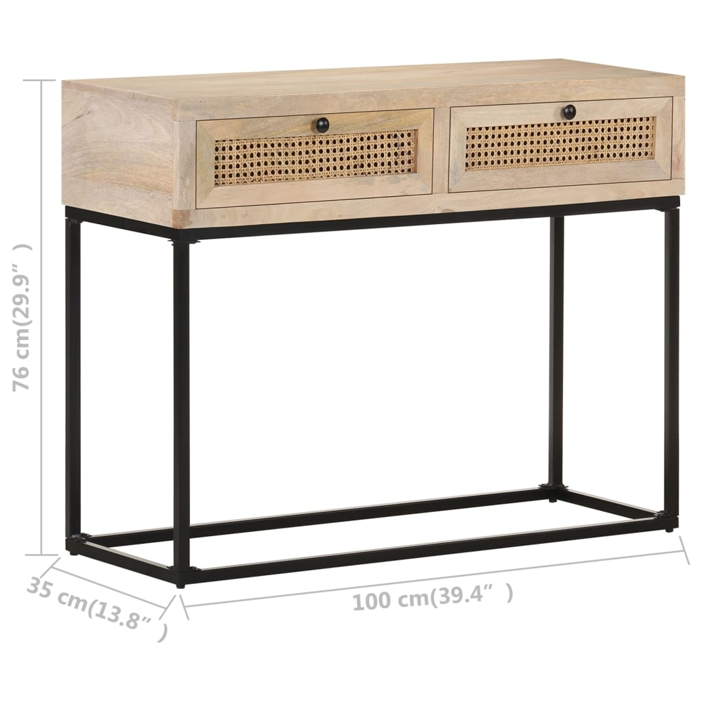 Konsolentisch Sophie Mango-Massivholz und Rohrgeflecht