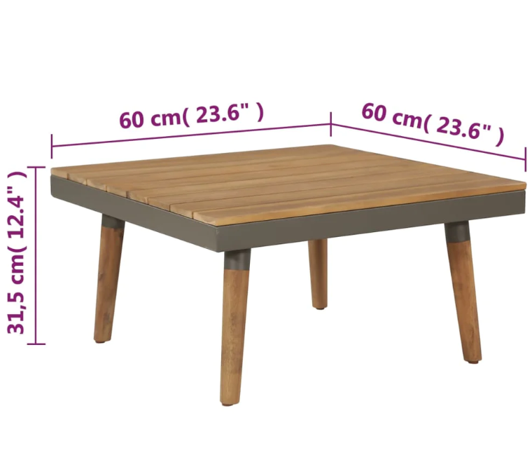 Garten-Lounge-Set "Sunset" mit Auflagen aus Massivholz-Akazie in Braun und Grau (Noch 2 Stück auf Lager)