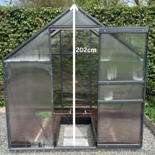 Gewächshaus Sunshine-Pro mit Fundament in Anthrazit aus Aluminium