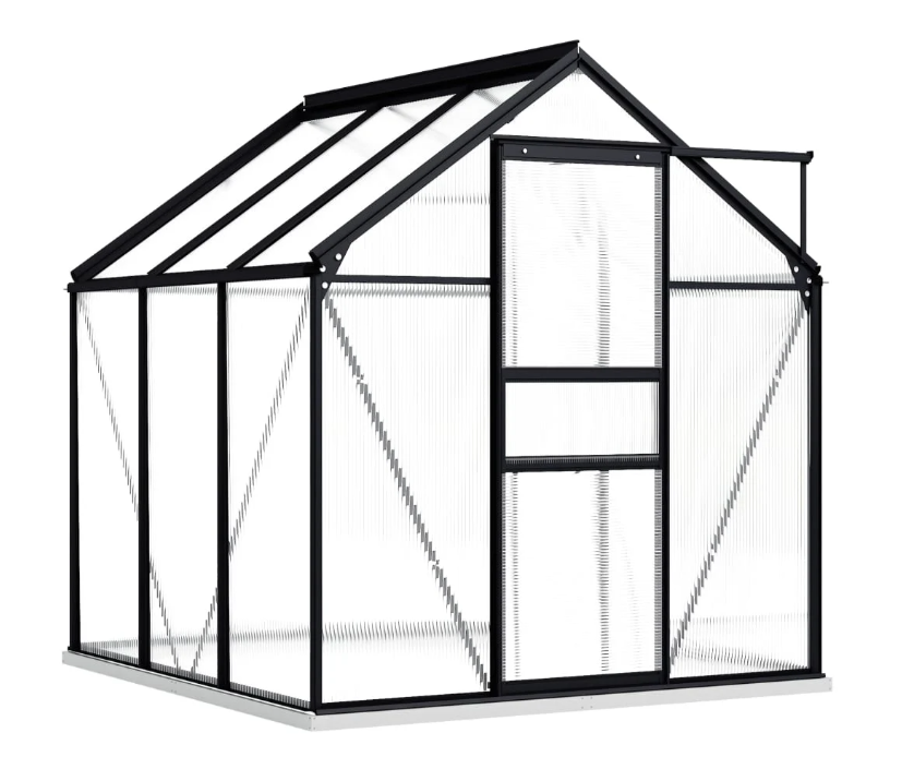 Gewächshaus Sunshine-Pro mit Fundament in Anthrazit aus Aluminium