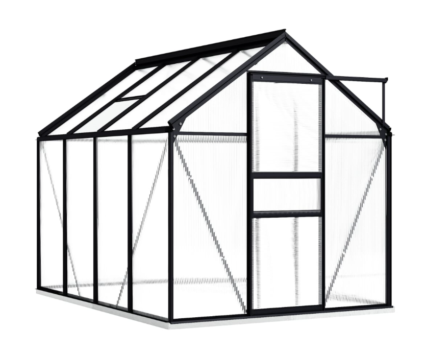 Gewächshaus Sunshine-Pro mit Fundament in Anthrazit aus Aluminium