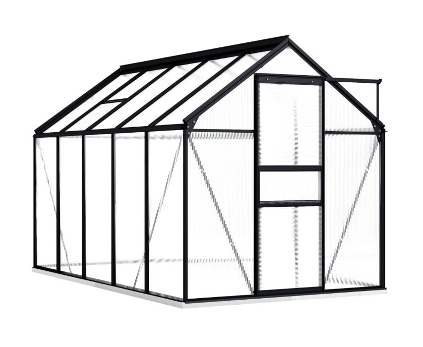 Gewächshaus Sunshine-Pro mit Fundament in Anthrazit aus Aluminium