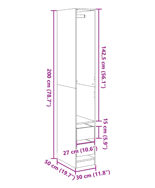 Offener Kleiderschrank Paxim (200cm Höhe)