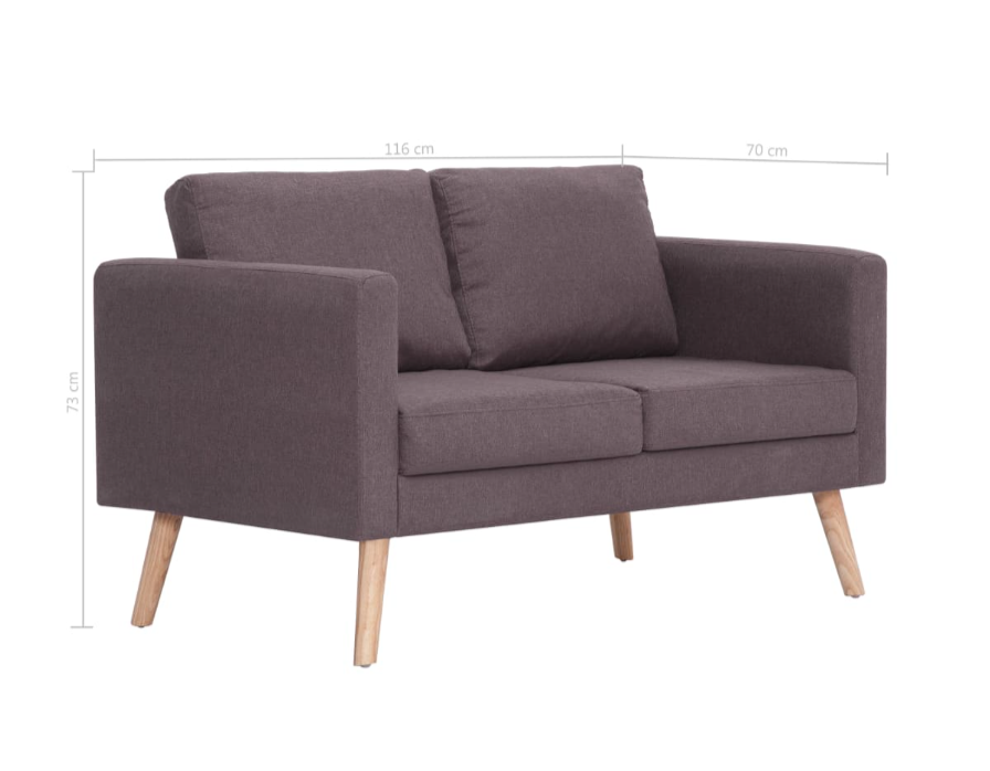 Sofa-Set "Valentino" mit Stoffbezug 2 tlg. in Schwarz oder Taupe