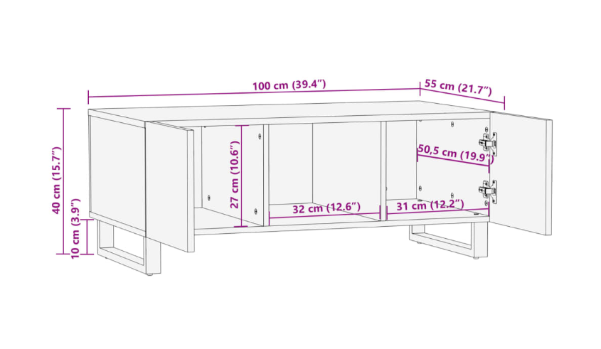 Sideboard Akazia aus massivem Akazienholz