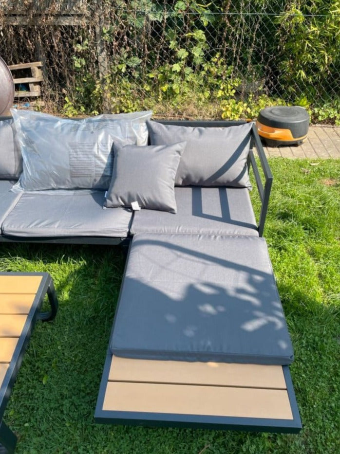 Garten-Ecksofa-Set "Boulevard" mit Auflagen Aluminium und WPC