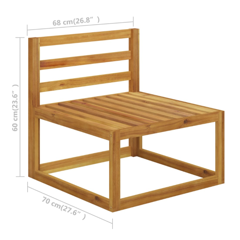 Garten-Lounge-Set mit Kissen aus massivem Akazienholz