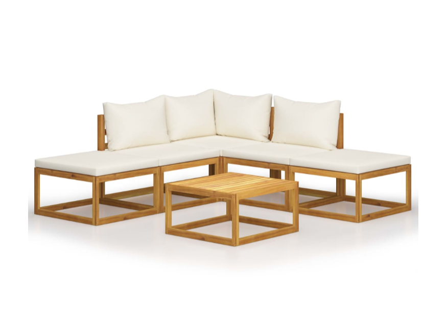 Garten-Lounge-Set mit Kissen aus massivem Akazienholz