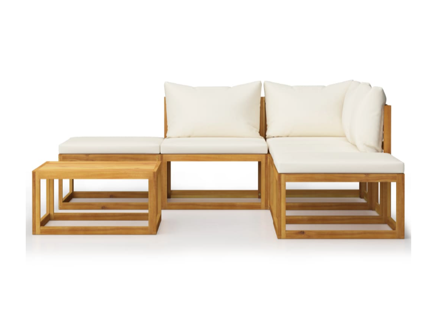 Garten-Lounge-Set mit Kissen aus massivem Akazienholz