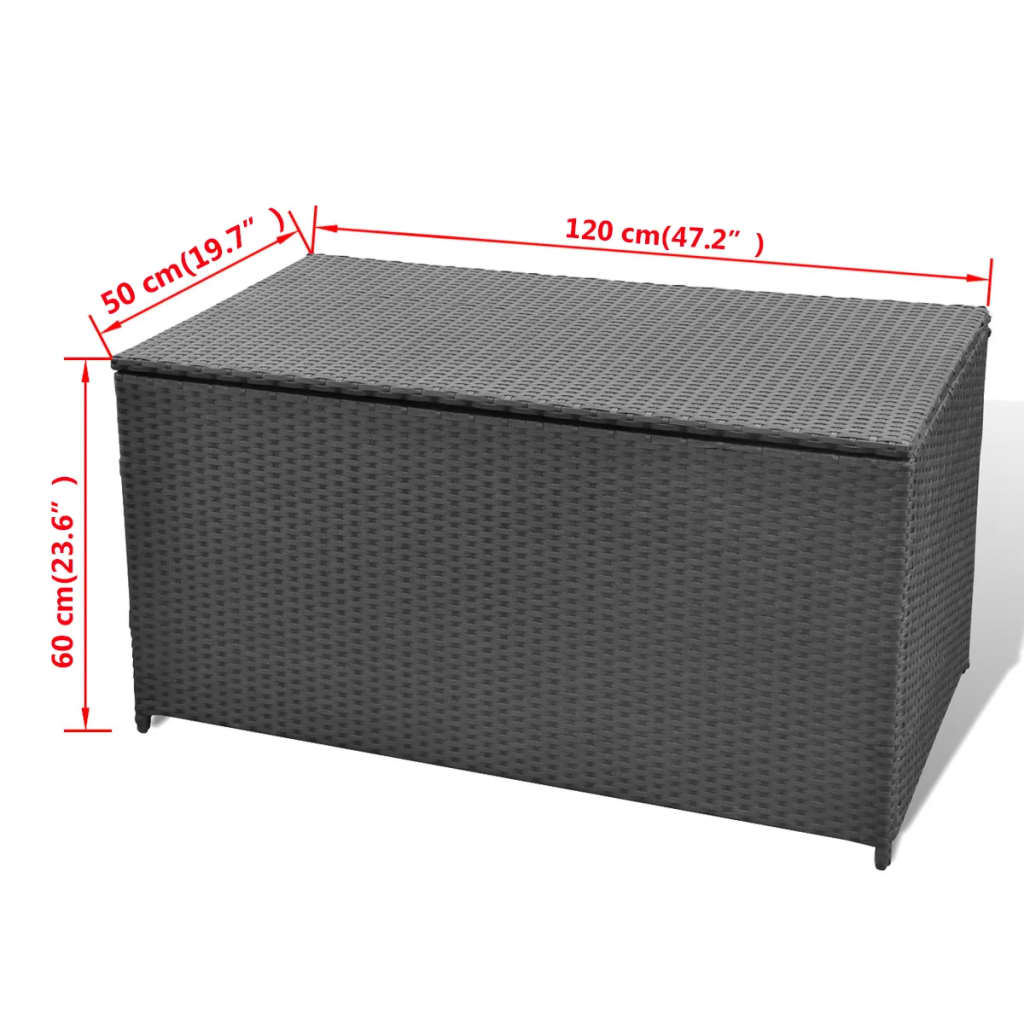 Gartenbox Schwarz 120x50x60 cm Poly Rattan