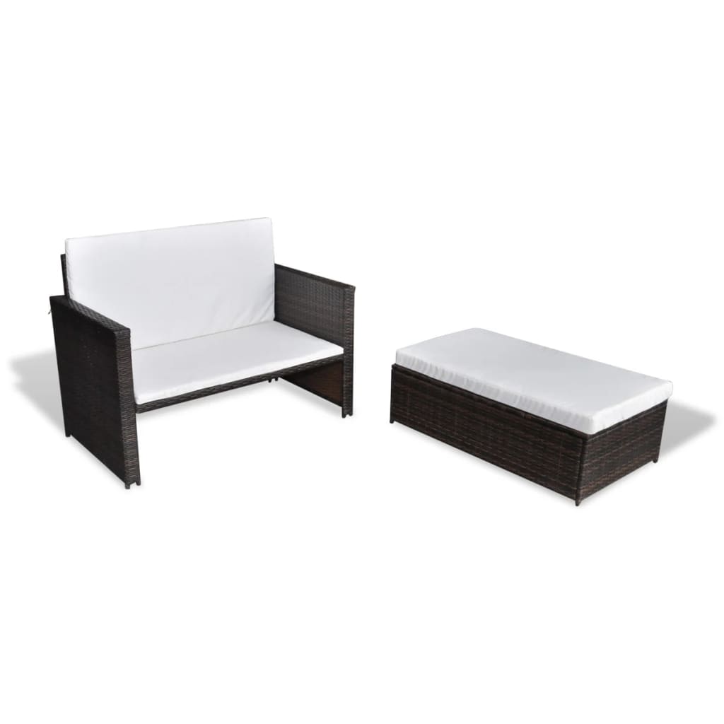 Gartensofa "Valentin" mit Kissen in Braun