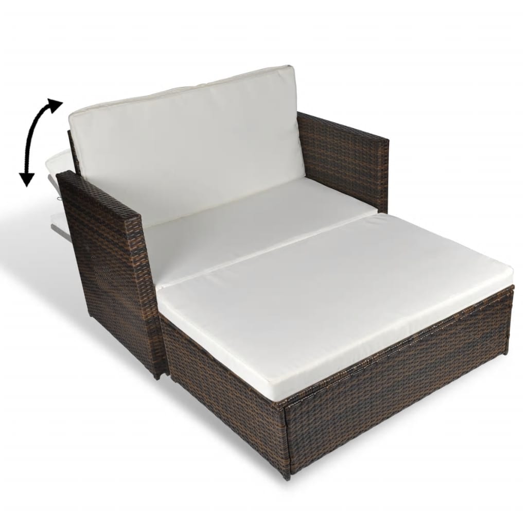 Gartensofa "Valentin" mit Kissen in Braun