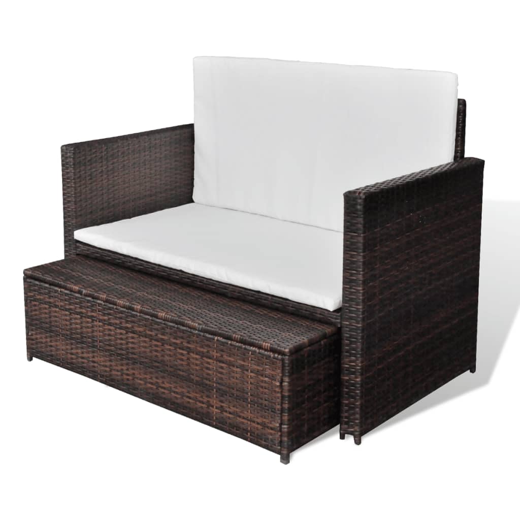 Gartensofa "Valentin" mit Kissen in Braun