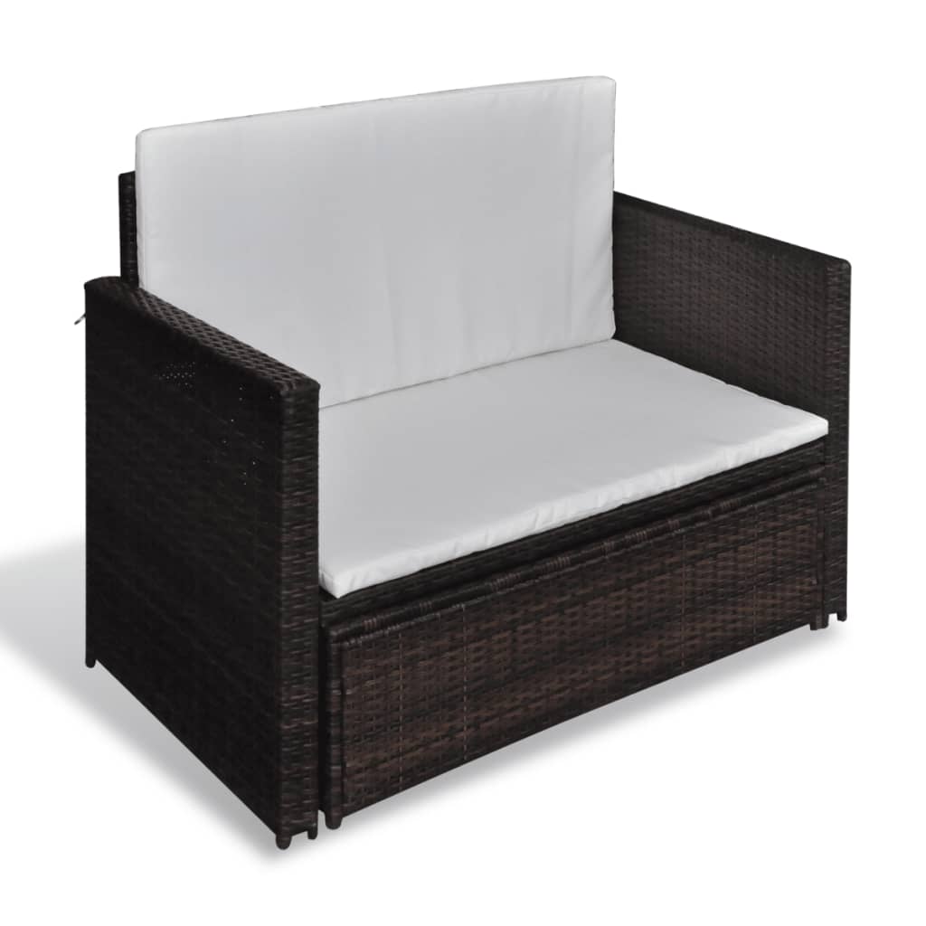 Gartensofa "Valentin" mit Kissen in Braun