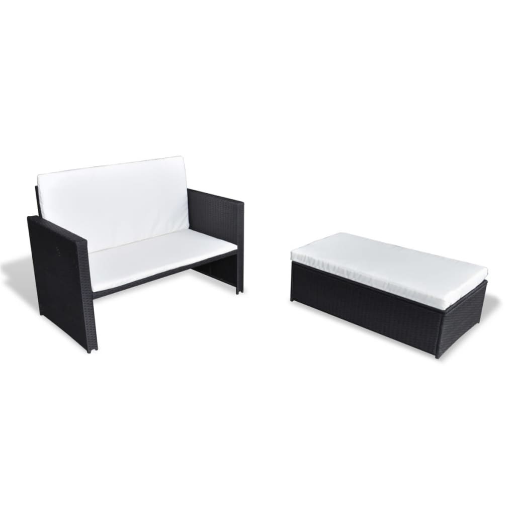 Gartensofa "Valentin" mit Auflagen in Schwarz