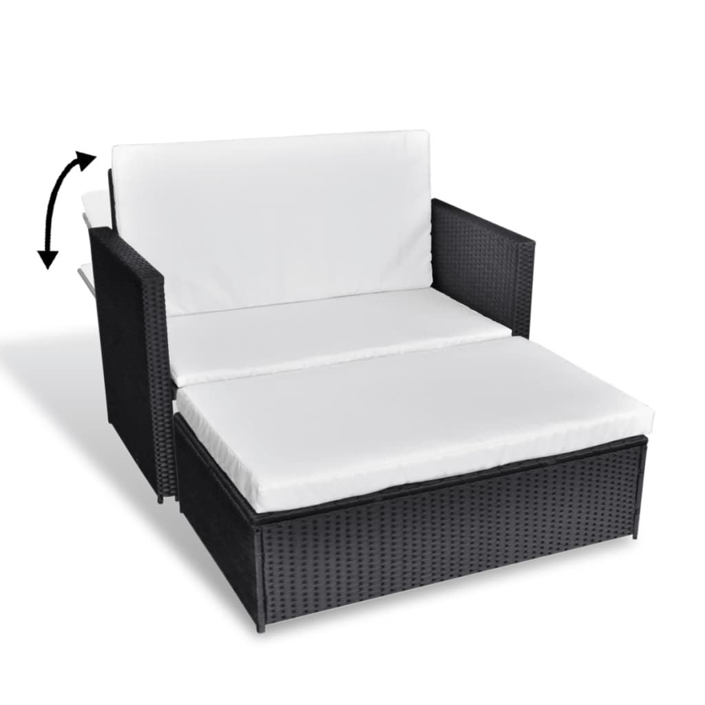 Gartensofa "Valentin" mit Auflagen in Schwarz