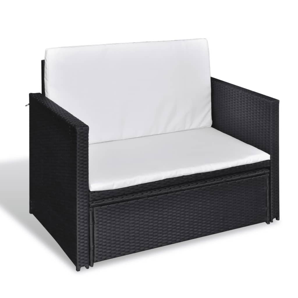 Gartensofa "Valentin" mit Auflagen in Schwarz