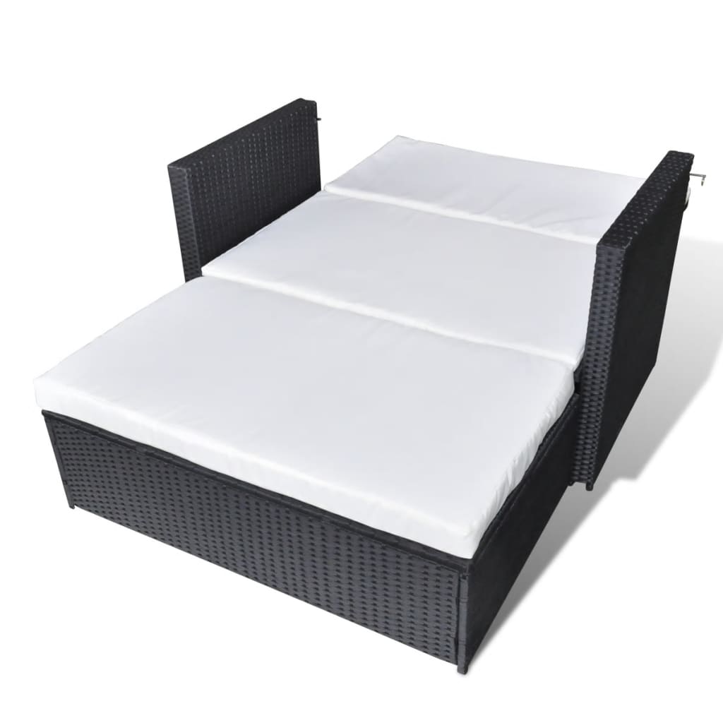 Gartensofa "Valentin" mit Auflagen in Schwarz