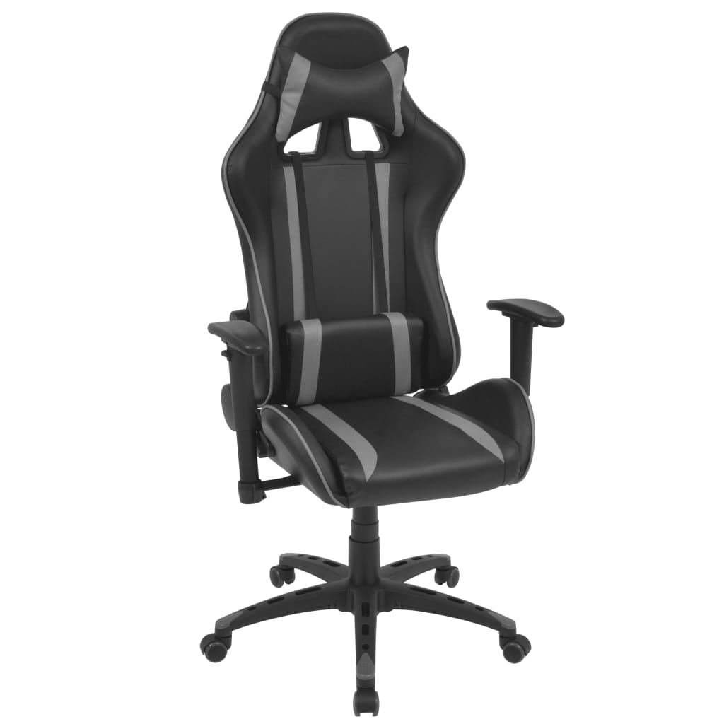 Gamingstuhl Neigbarer Racing-Bürostuhl Kunstleder Grau