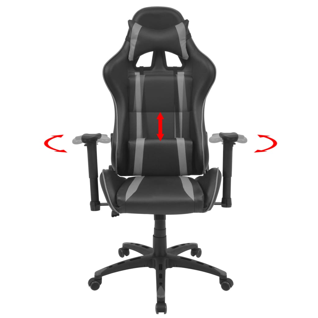 Gamingstuhl Neigbarer Racing-Bürostuhl Kunstleder Grau