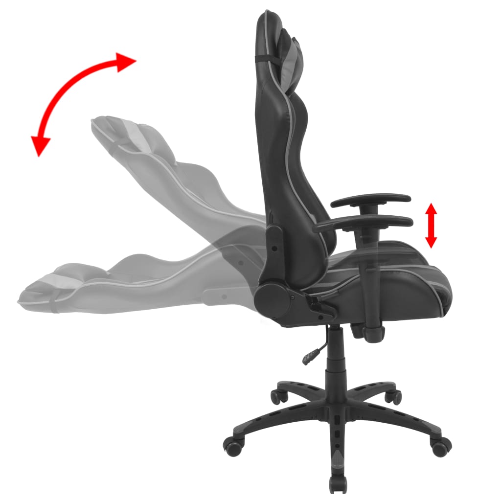 Gamingstuhl Neigbarer Racing-Bürostuhl Kunstleder Grau