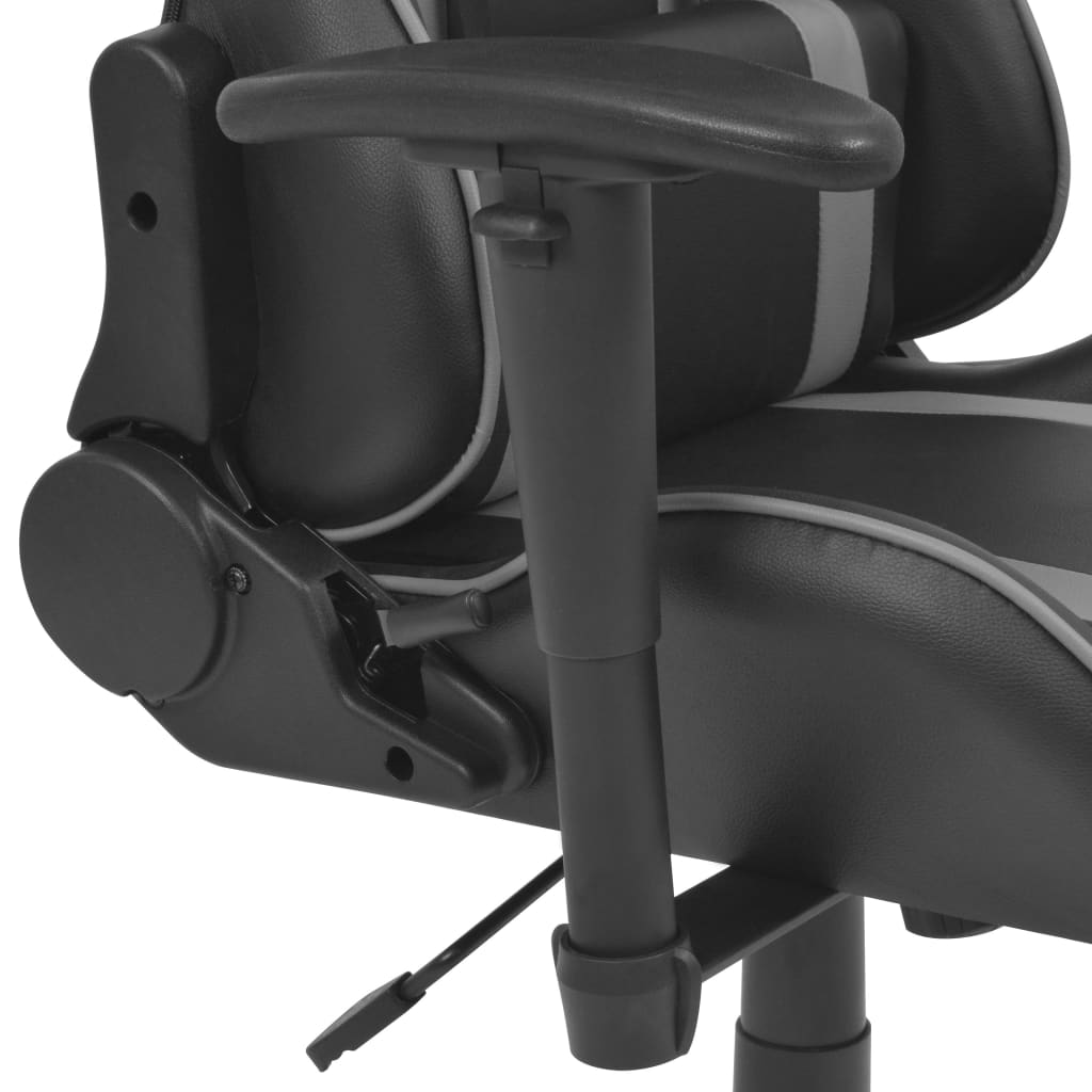 Gamingstuhl Neigbarer Racing-Bürostuhl Kunstleder Grau