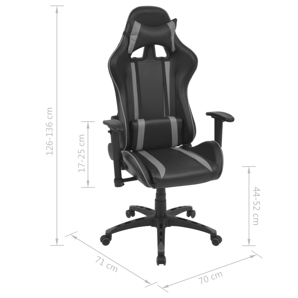 Gamingstuhl Neigbarer Racing-Bürostuhl Kunstleder Grau