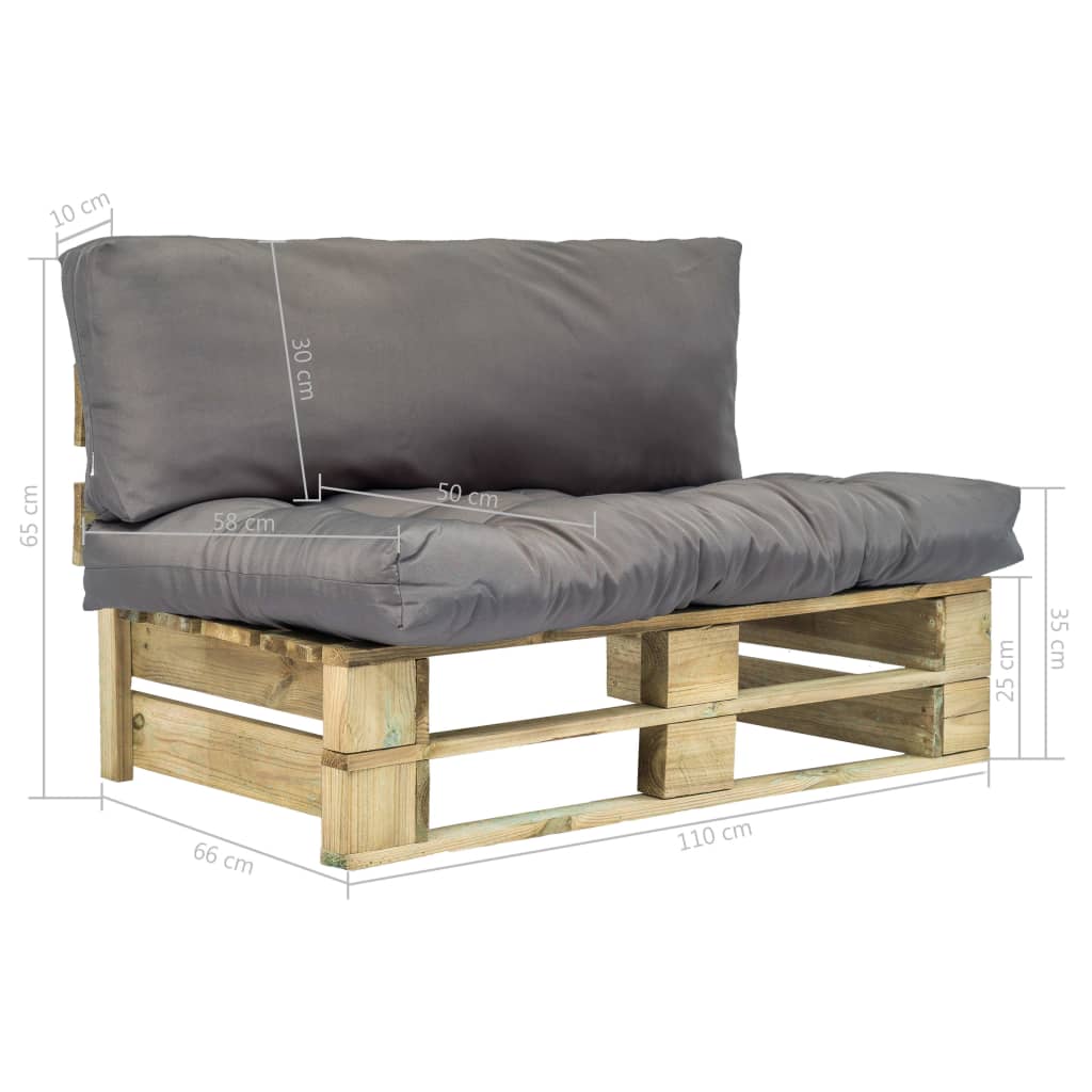 Outdoor-Sofa Paletten mit Kissen in Grau Kiefernholz