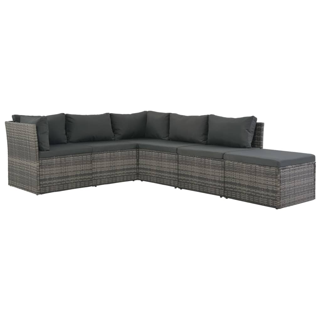 4-tlg. Garten-Lounge-Set mit Polstern Poly Rattan Grau